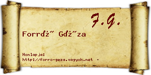 Forró Géza névjegykártya