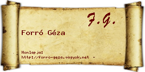 Forró Géza névjegykártya
