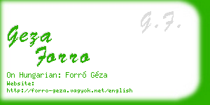 geza forro business card