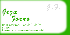geza forro business card